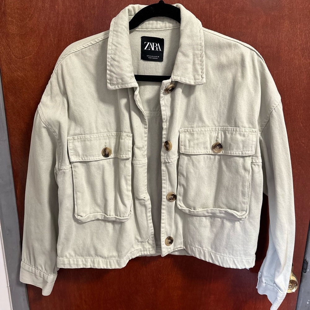 Zara light green Denim Jacket